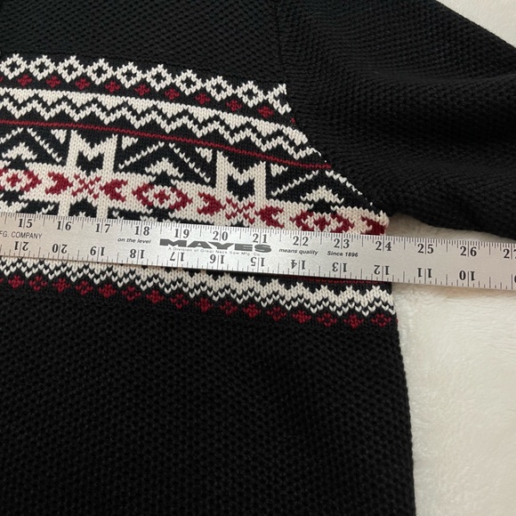 NWT IZOD Amazing Glaze II Fair Isle Black 1/4 Zip Mock Neck Pullover Sweater - Picture 10 of 10